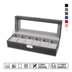 Black Gray Pu Leather 6 Slot Suede Jewelry Wrist Watch Box Organizer Storage Display Case Packaging Watch Gift Box - Product Image 5