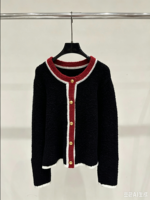 Pull de haute qualité pour femmes à manches longues, col rond, boutons, col contrasté, couleur unie, vêtements décontractés pour le printemps et l'automne
