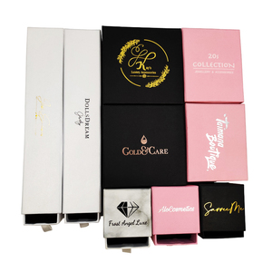 Custom printed logo pink jewelry box paper drawer style bracelet necklace box ring box jewelry packaging