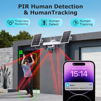 Cámara de Grabación Híbrida Inteligente con Energía Solar, Alerta Instantánea por IA y Registro Continuo 24/7, Cámara AOV de Triple Lente para Exteriores con WiFi 4G