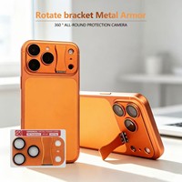 Protection d'objectif d'appareil photo 360 Luxury 18 Pro avec support métallique pliable et film en verre trempé anti-rayures pour iPhone 18 Pro Max 17 Pro Max
