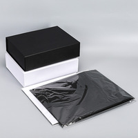 2024 nouveau Stock Deluxe noir magnétique Satin emballage gratuit siamois rabat cadeau boîtes pliantes
