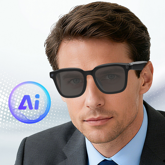 AI Powered Smart Glasses with 4K Lens Wireless Voice Control WiFi Music Calls-for Photography