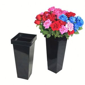 Wholesale <b>Square</b> ABS Plastic <b>Vase</b> Black White Color Multipurpose <b>Vase</b> Home Office Event Centerpieces Decor <b>Vase</b> - Product Image 6