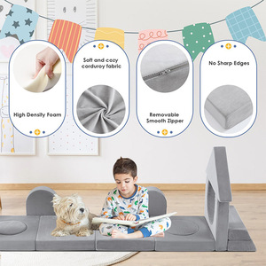 Children's Modular <b>Sofa</b> High Density Foam Fabric Building Block <b>Sofa</b> With Handrails For <b>Kids</b> 3 Years And Above - Product Image 1