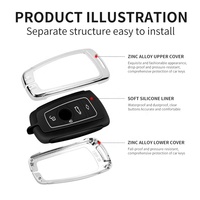 Nouvelle conception de coque de clé de voiture en alliage de zinc et silicone pour BMW X5 X6 E46 E60 E63 E65 X6 E83 E85 E90 E92