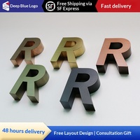 Papan Nama Pintu Huruf Emas Titanium Antik Solid Brushed Electroplated Model I-Beam, Huruf Iklan Kustom untuk Dinding Latar
