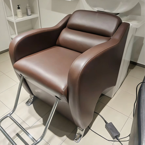 Sillón de Lavacabezas Cómodo y Ajustable con Tazón de Cerámica, Estructura de Madera Moderna y Alta Densidad para Salón de Belleza y Hotel - Product Image 6