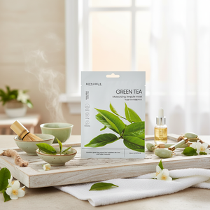 RENOBLE Green <b>Tea</b> Facial Sheet Pack Moisturizing 22ML Ampule from Korea CEJ BEAUTY for Dry Skin Collagen <b>Infused</b> Face Body Use - Product Image 3
