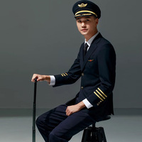 Vente en gros logo personnalisé vêtements de travail du personnel de capitaine de compagnie aérienne chemises de pilote de ligne blanches ensembles d'uniformes pour hommes