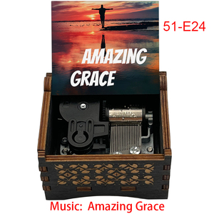 Canciones de música cristiana de madera tallada antigua Amazing Grace Cajas musicales Regalos únicos - Product Image 6