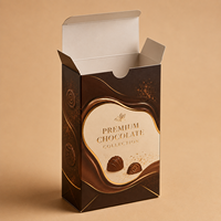 Boîte personnalisée à fond auto-scellant avec couvercle rabattable, pelliculage mat, impression offset, recyclable et écologique pour chocolats et bonbons emballés individuellement