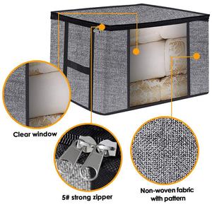 BSCI factory Foldable <b>Large</b> transparent Storage Bags Organizers Breathable Linen bed Organizers for <b>Blanket</b> spillow Create <b>Extra</b> - Product Image 6
