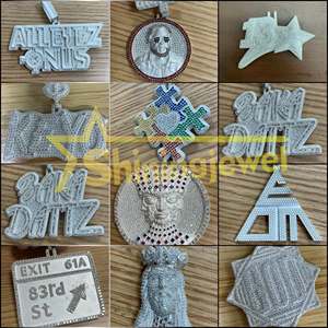 Colgante de diamante personalizable S925 plata letra nombre Iced Out <span class=keywords><strong>Moissanite</strong></span> 18K chapado en oro para rapero Hip Hop dijes colgante - Product Image 6