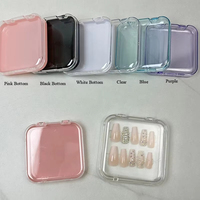 NS16 Conteneur de stockage pour manucure et ongles, anti-poussière, boîte de présentation transparente rose pour bijoux, boîte d'emballage pour ongles à presser