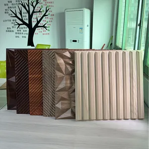 Pvc panas mudah untuk dibersihkan dekorasi dinding tempel pvc 3d panel dinding persegi Interior 50*50cm gaya bata matt serbuk kayu