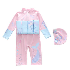 Costume da Bagno Galleggiante OEM ODM per Bambine, Intero a Maniche Lunghe con Stampa Sirena e Cappello - Product Image 5