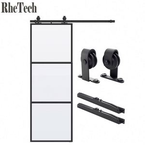 America's Best-Selling Carbon Steel Matte Black Sliding Glass Barn <b>Doors</b> Fiberglass <b>Screen</b> Contemporary Design for Bedroom - Product Image 2