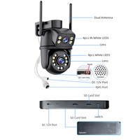 4-Kanal WLAN-Sicherheitskamera NVR-Set Kabellos Nachtsicht PTZ Zwei-Wege-Audio Innen- und Außen-CCTV-Kamerasystem ICSEE