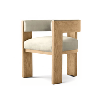 Chaises de Salle à Manger en Bois de Frêne Massif Style RH Américain, Fauteuil en Velours Luxe Moderne