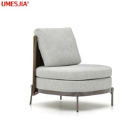 Moderne Meubles En Rotin Extérieur Patio Jardin Lotus Rotin canapé Chaise Chaise De Loisirs en acier inoxydable jambes en couleur Bronze