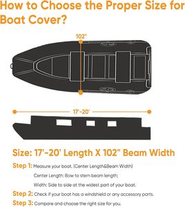 Nouvelle bâche <span class=keywords><strong>de</strong></span> bateau OBD imperméable et robuste, remorquable, pour pontons/bateaux à pont <span class=keywords><strong>de</strong></span> 17 à 20 pieds, largeur supérieure à 120 pouces, en <span class=keywords><strong>toile</strong></span> <span class=keywords><strong>de</strong></span> polyester <span class=keywords><strong>de</strong></span> qualité marine - Product Image 6