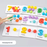 Jeu de perles à enfiler numérique pour enfants, éducation précoce, arithmétique, puzzle en bois - Aide à l'apprentissage - Cadeau pour grande classe