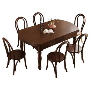 Cổ điển thả lá bàn gỗ rắn mở rộng bàn ăn giữa thế kỷ hiện đại bàn bếp tròn tiết kiệm không gian Thiết kế Retro - Product Image 1