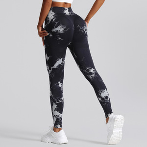 Hot Selling New Women's Tie Dye Yoga Pants High Waisted Seamless Comfortable Breathable Tight Yoga Pants - Product Image 5
