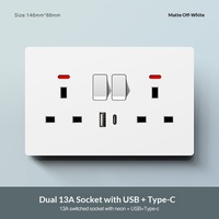 SUMMAO Enchufe de Pared Ultrafino con Interruptor, Versión Internacional para Hong Kong, Macao y Reino Unido, 13A, Multifuncional, con Múltiples Orificios