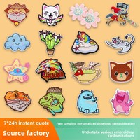 Patch en tissu polyester brodé à la machine, auto-adhésif et à coudre, motif dessin animé mignon en 3D, étiquette de vêtement tendance