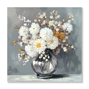 Quadro su tela con crisantemo bianco in vaso, decorazione murale in stile country, immagini vintage per la fattoria, <span class=keywords><strong>poster</strong></span> e <span class=keywords><strong>stampe</strong></span> - Product Image 5