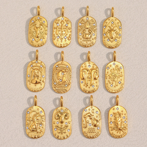 Set di ciondoli d'oro segno zodiacale Dreamidea | Ciondoli incisi ispirati all'<span class=keywords><strong>astrologia</strong></span> per gioielli personalizzati - Product Image 1