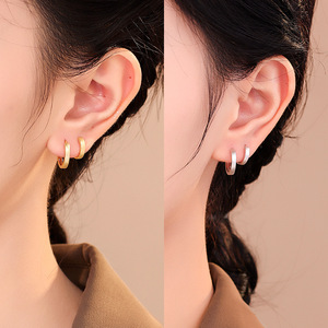 Bijoux minimalistes Boucles d'oreilles en argent sterling 925 10mm 13mm Frosted Glittering <span class=keywords><strong>Bruss</strong></span> Hoop - Product Image 2