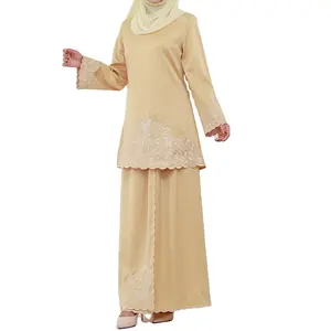 Модное элегантное мусульманское платье кебая, Исламская одежда, комплект из 2 предметов, Женский Kurung Moden Abaya