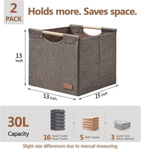 Ensemble de 2 cubes de rangement à poignées en bois, capacité 10-20L, design flexible <span class=keywords><strong>pour</strong></span> étagères <span class=keywords><strong>Kallax</strong></span>, salons, chambres, vêtements - Product Image 2