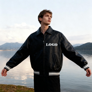 Nuova Collezione: <span class=keywords><strong>Giacca</strong></span> Bomber <span class=keywords><strong>Oversize</strong></span> in <span class=keywords><strong>Pelle</strong></span> PU per <span class=keywords><strong>Uomo</strong></span>, <span class=keywords><strong>Giacca</strong></span> Varsity con Zip Personalizzata per l'Autunno, Servizio OEM - Product Image 4