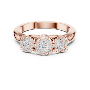 Bague en or rose sertie de diamants, élégante et tendance, bijoux à l'éclat doux pour femmes, idéale pour un mariage, une fiançaille, un cadeau ou un usage quotidien - Product Image 1