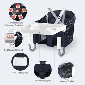 Mesa de almacenamiento plegable portátil para silla alta, enganche para asiento de alimentación de bebé, gancho para silla con bandeja para escritorio de cocina y comedor - Product Image 3