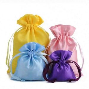High Quality Eco Friendly Custom Print Logo Reusable Travel Portable Pouch Candy Color Silk Satin <b>Cloth</b> Handled <b>Dust</b> Jewelry Bag - Product Image 3