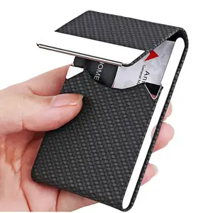 Custom Company Logo PU Leather Slim Metal Pocket Card Holder Business Card Holder With Magnetic Buckle