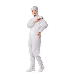 Voedselfabriek Streep Raster Antistatisch Werkpak Esd Werkkleding Cleanroom Pak Jumpsuit Met Capuchon