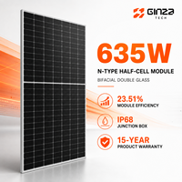 Panneaux solaires monocristallins bifaciaux Ginza Factory N-Type 635W à demi-cellules et double vitrage pour projets de montage au sol et sur toiture