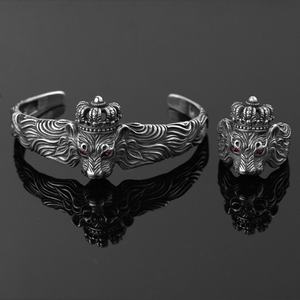 Conjunto de Joyería de Acero Inoxidable, Anillo de León Estilo Hip Hop, Anillo para Hombre, Tendencia de Moda, Anillo de Fiesta Rock, Brazalete - Product Image 6