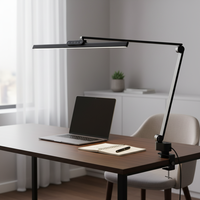 Lampe de bureau à pince LED électrique minimaliste moderne nordique, simple, flexible, col de cygne, en aluminium, protection des yeux, 5 modes de couleur