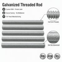 High Quality 8.8 Grade Multi-Specification Carbon Steel Hot Dip Galvanized Thread Rod