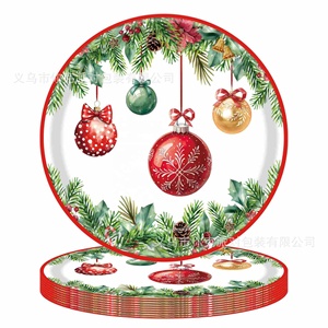 Ensemble de fournitures de fête jetables à succès : Assiettes en papier, guirlande artisanale, design thème carillons à vent Noël Blanc, simplicité moderne - Product Image 5
