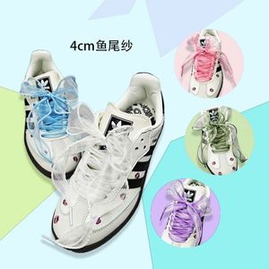 Cordones planos de 4 cm con diseño de cola de pez, estilo lindo, cinta ondulada superpuesta, lazo de flor para el pelo, lazo para pastel para zapatos de princesa, hechos de poliéster - Product Image 1