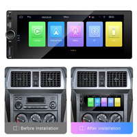Rhythm Universal 1Din 6,86 pulgadas retráctil HD pantalla táctil estéreo para coche navegación GPS TikTok Mirror Link con cable CarPlay Dashboard