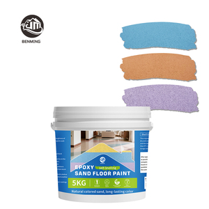Peinture de sol en sable coloré époxy auto-nivelante à effet marbre brillant pour garage, application au pinceau - Product Image 1